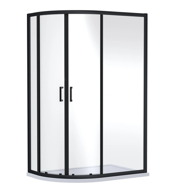 Image of nuie Rene 190x80x80cm Quandrant Shower Enclosure - Black SMQU128BP-E6