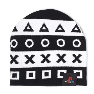 Image of Sony Playstation Symbols Unisex One Size Beanie - Black/White