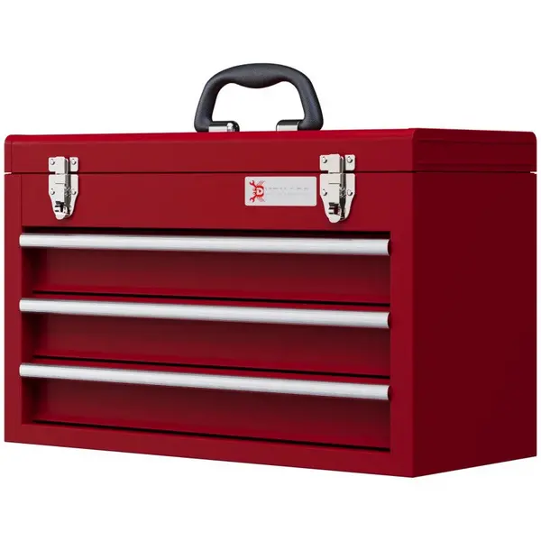 Image of Maplin Maplin Plus 510mm x 220mm x 320mm Portable 3 Drawer Lockable Metal Tool Box (Red) MP417