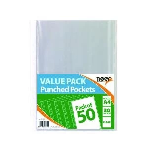 image of A4 Punched Pockets 30 Micron Pack of 500 301600