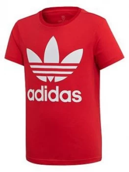 Image of Boys, adidas Originals Childrens Trefoil T-Shirt - Red, Size 11-12 Years