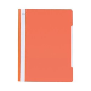 image of Leitz Standard Data File A4 Orange Semi-rigid PVC Clear Front 20mm Title Strip Pack of 25