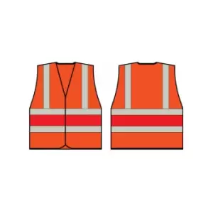 Image of Orange wceng vest with red band lge - Hi Vis - Orange/Red Band - Beeswift