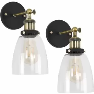 Image of Minisun - 2 x 21031 Ambrose s/pk A/Brass/BLK wl