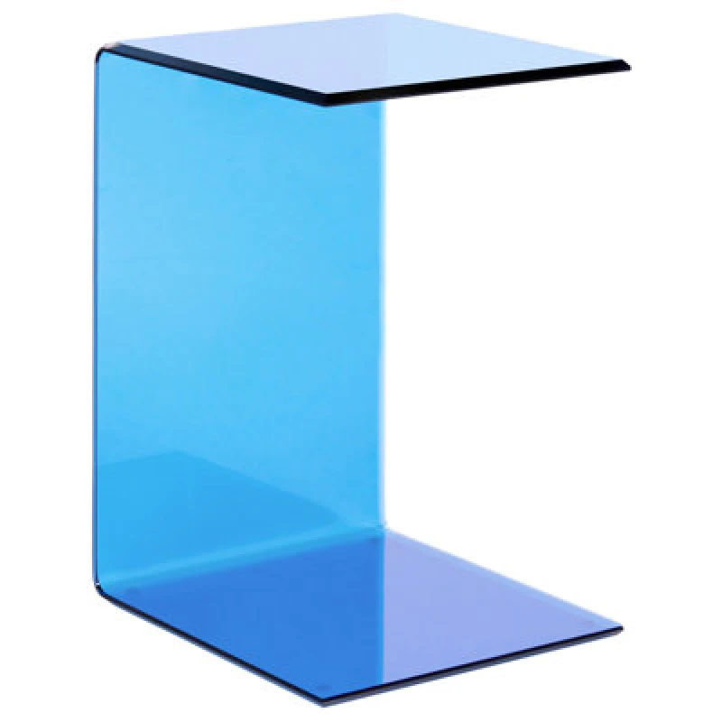 Image of Beliani Side Table Lourdes Tempered Glass Blue