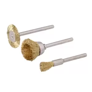 Image of Silverline Rotary Tool Brass Wire Brush Set 3pce - 5, 15, 20mm Dia