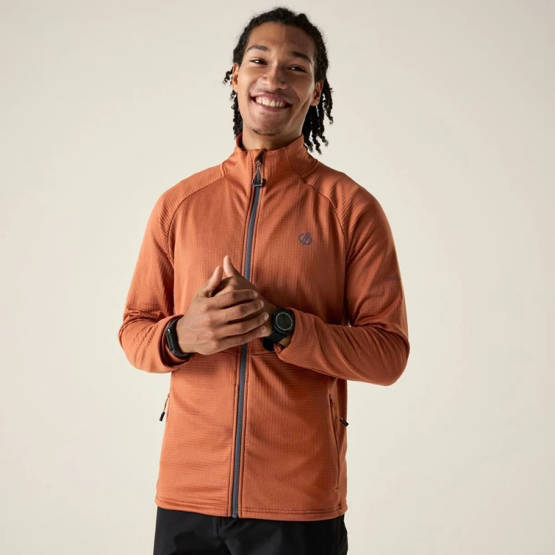 Image of Dare 2b Mens Apex Full Zip Stretch Midlayer in Burnt Orange Size: Small Burnt Orange Male S