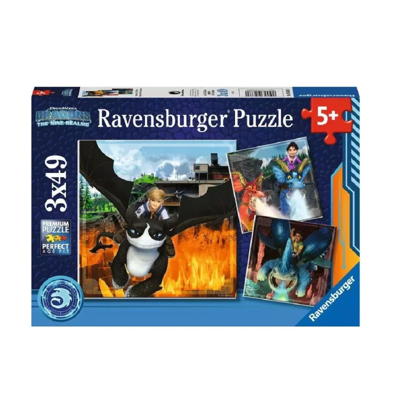 Image of Ravensburger Dragons The Nine Realms Jigsaw Puzzles 3 in a Box Multi