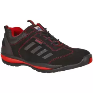 Image of Portwest Mens Steelite Lusum S1P HRO Suede Safety Shoes (10.5 UK) (Black/Red)