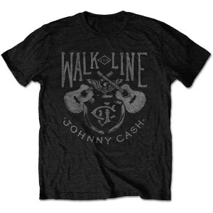 image of Johnny Cash - Walk The Line Guitars Mens Small T-Shirt - Black