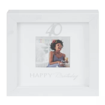 image of 3" x 3" - Happy Birthday Box Photo Frame - 40th