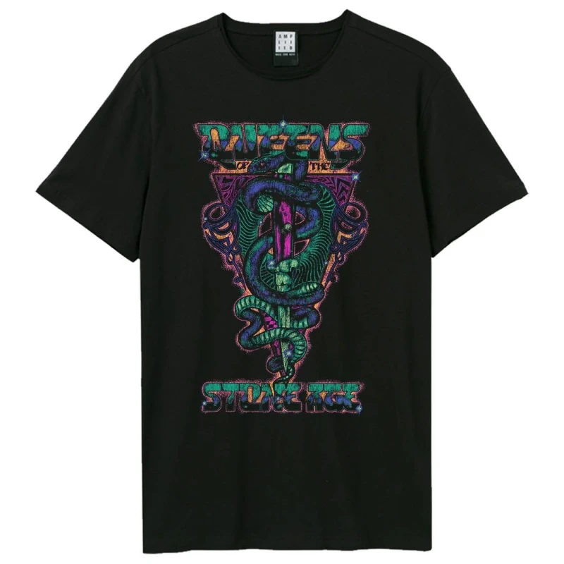 Image of Amplified Amplified Men Serpent Triangle Queens Of The Stone Age T-Shirt in Black Size: X-Small Black XS Male 5063852072682