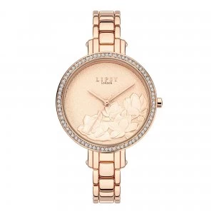 image of Lipsy Rose Gold Bracelet Watch with Rose Gold Floral 3D Dial