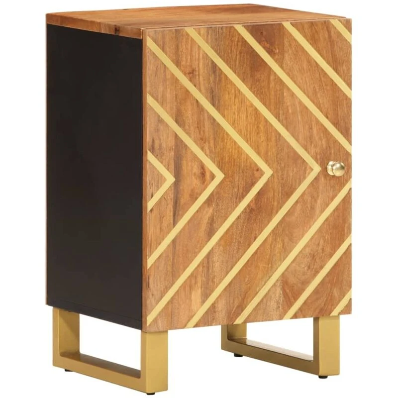 Image of Vidaxl Bathroom Cabinet Brown And Black 38X33.5X58cm Solid Wood Mango, Brown 356804