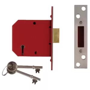 Image of Union 2101 5 Lever Mortice Deadlock Satin Brass Finish 65mm 2.5" Box