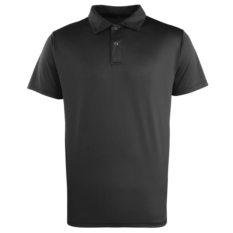 Image of Premier Premier Coolchecker Studded Plain Polo Shirt in Black Size: X-Small Black XS Unisex 5055805347817