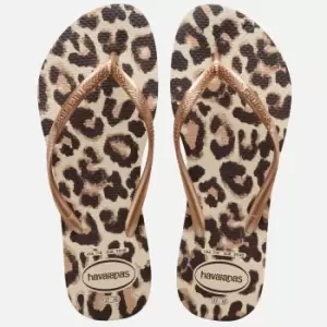 Image of Havaianas Womens Slim Animals Flip Flops - Beige/Rose Gold/Dark Brown - UK 3/4