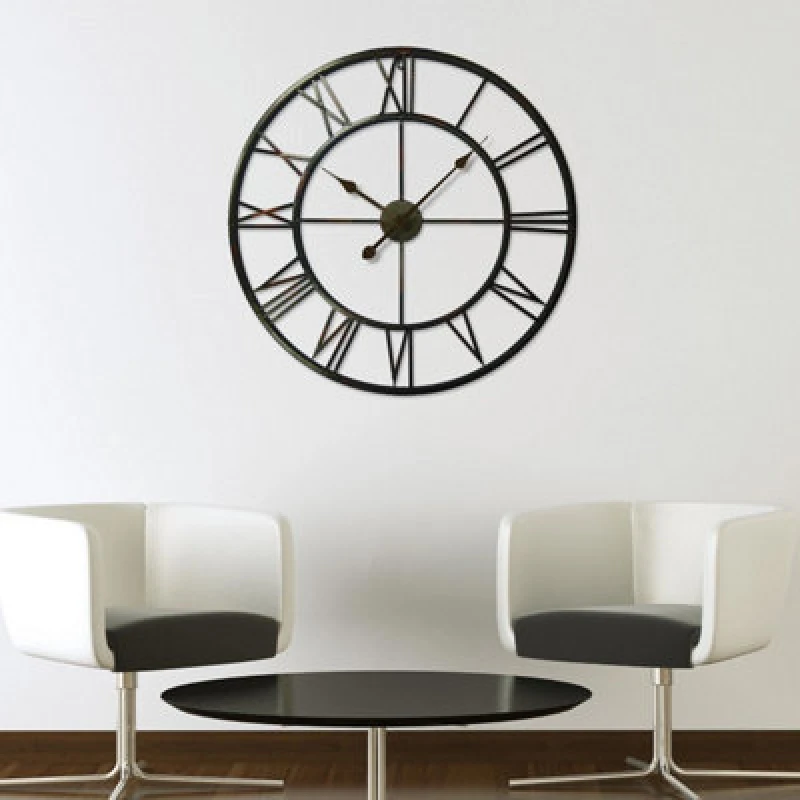 Image of Walplus Roman Numerals Wall Clock For Indoor - Vintage Look Clock, Metal Large Wall Clock Oversized - 76Cm X 76Cm
