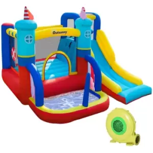 image of Outsunny Kids Bounce Castle Slide Trampoline Pool Climbing Wall With Inflator