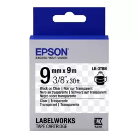 image of Epson LK-3TBN Black on Clear Labelling Tape 9mm x 9m