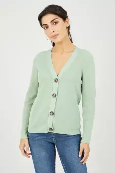Image of Ribbed V-Neck Knitted Cardigan
