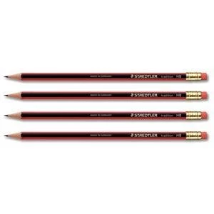 image of Original Staedtler Tradition 110 Cedar Wood Pencil with Eraser HB Pack of 12 Pencils