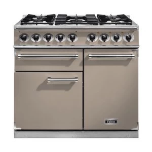 image of FALCON F1000DXDFFNNM 115360 1000 Deluxe Dual Fuel Range Cooker in FawnNickel Trim