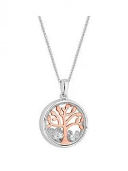 image of Simply Silver Rose Gold Plated Cubic Zirconia Tree Of Life Shaker Necklace