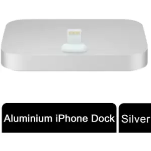 image of Aquarius Aluminium Phone Dock Compatible with Eight-Pin Devices, Silver