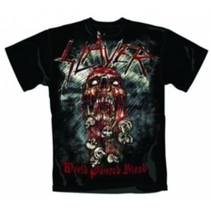 Image of Slayer World Painted Blood Skull Mens T Shirt: Small