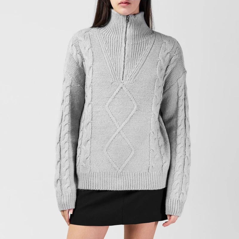 Image of SoulCal Zip Cable Knit Top Womens - Grey Grey 8