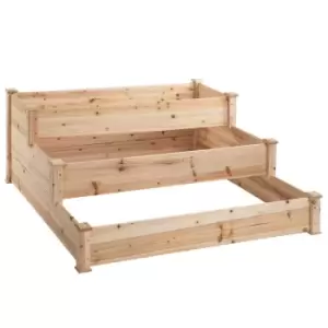 image of Outsunny Wooden Raised Bed 3-tier Planter Kit Elevated Plant Box 124x124x56cm