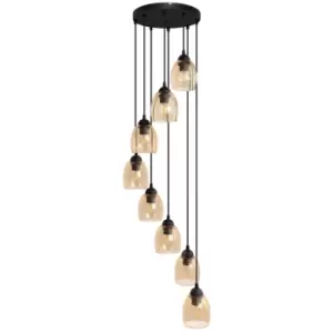Image of Brillant Cluster Pendant Ceiling Light Black, Amber 35cm
