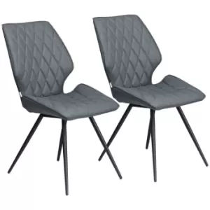 Image of HOMCOM Mid-century Dining Chairs Set Of 2 Upholstered Accent Chairs Grey