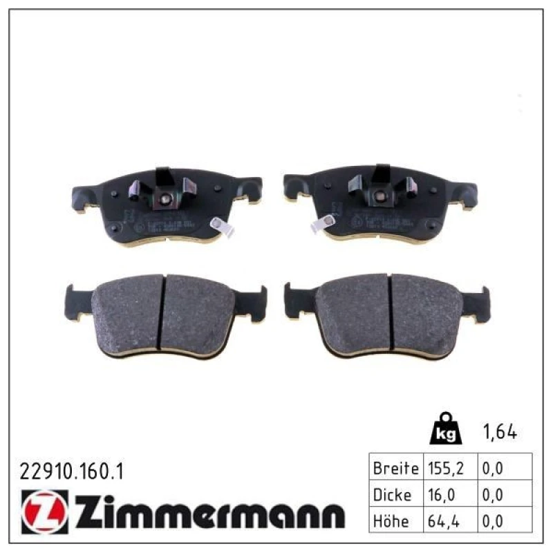 Image of ZIMMERMANN Brake pad set ZIMMERMANN 22910.160.1
