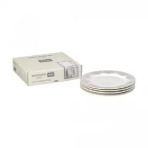Image of Monsoon Filigree Silver 4 Piece Medium Plate- Boxed Set