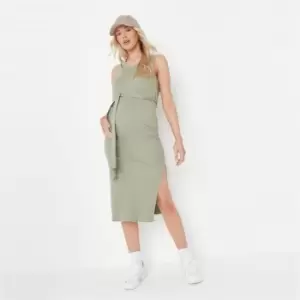 Missguided Slvless Rib Midi Dress - Green