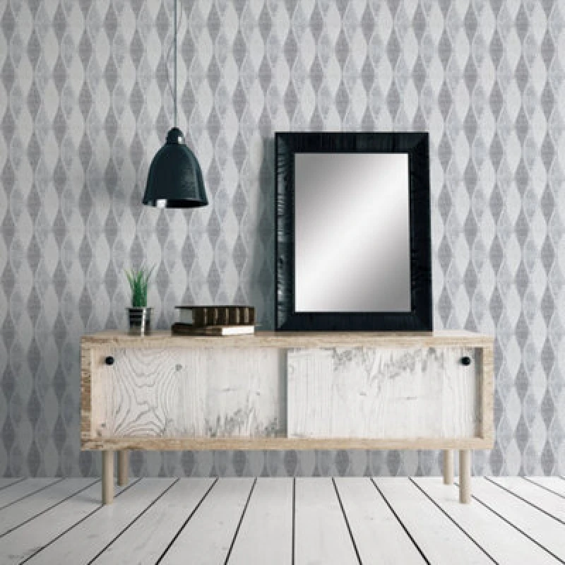 Image of Galerie Nordic Elements Silver Metallic Teardrop Leaves Wallpaper Roll