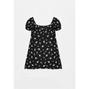 image of Missguided Plus Size Ditsy Floral Print Bardot Mini Dress - Black