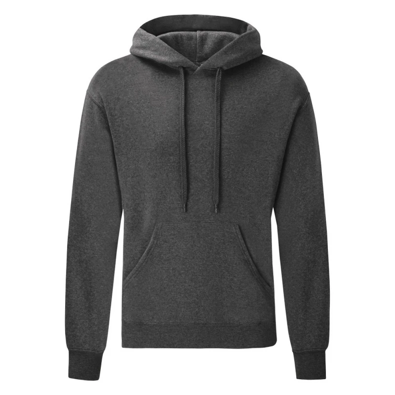 Image of Fruit Of The Loom Fruit of the Loom Men Classic Heather Hoodie in Dark Grey Size: Small Dark Grey S Male 5063470844326