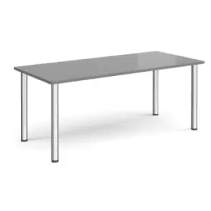 Image of Rectangular chrome radial leg meeting table 1800mm x 800mm - onyx grey