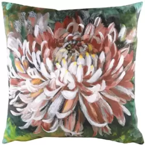 image of Winter Florals Chrysanthemum Cushion Terracotta