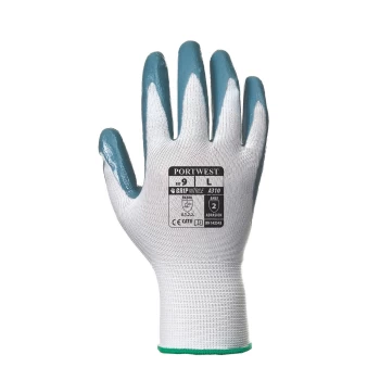 Image of Portwest Flexo Grip Nitrile Tradesmans Gloves Grey / White M