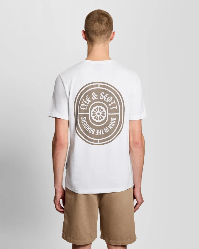 Image of Lyle & Scott Mens Graphic Badge Cotton T-Shirt in White