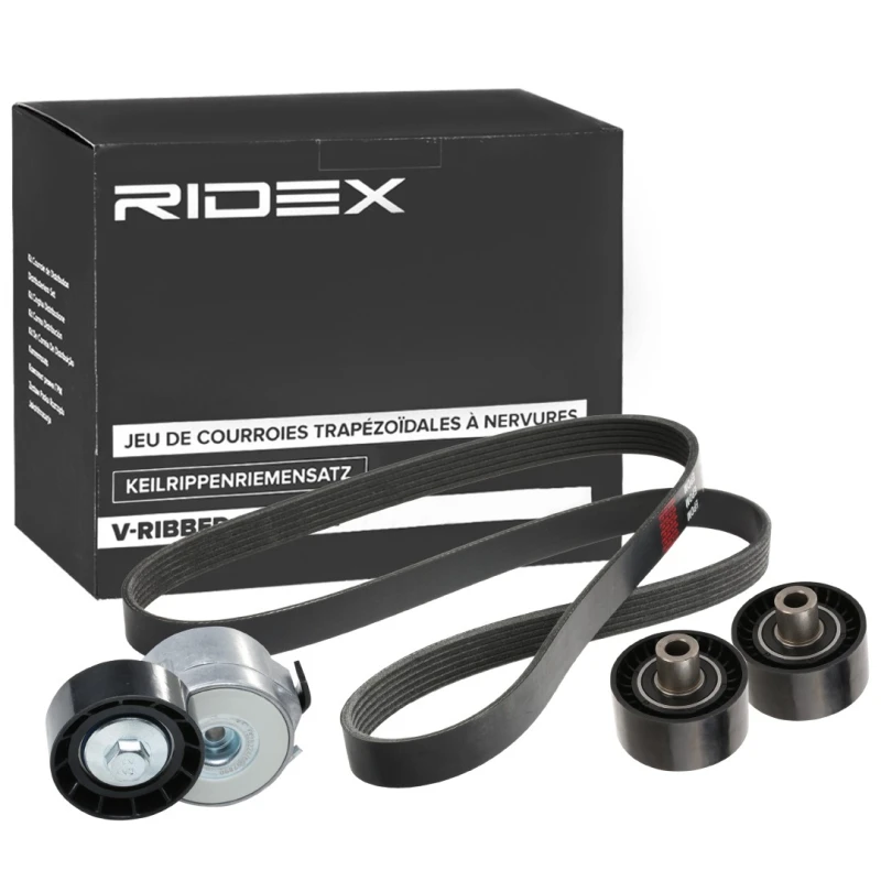 Image of RIDEX 542R0670 V-ribbed belt set Check alternator freewheel clutch & replace if necessary V-Ribbed Belt Set (542)