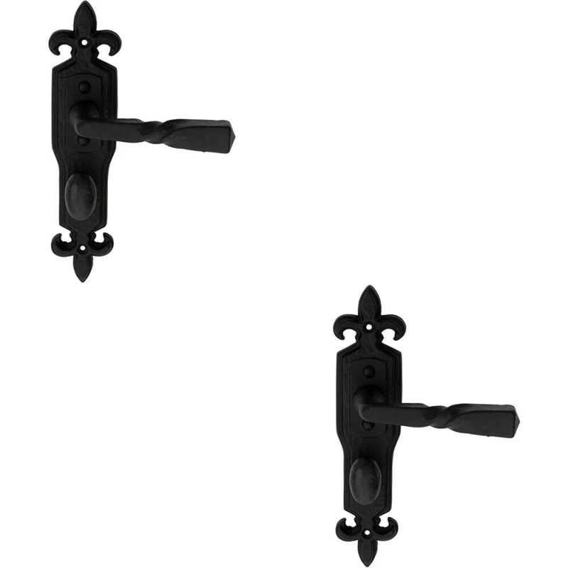 Image of Loops 2x PAIR Forged Twisted Ornate on Bathroom Backplate 226 x 50mm Black Antique Black