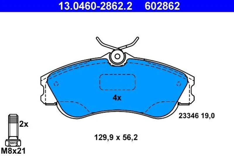 Image of ATE 13.0460-2862.2 Brake pad set excl. wear warning contact, with brake caliper screws Brake Pad Set,disc brake (402)