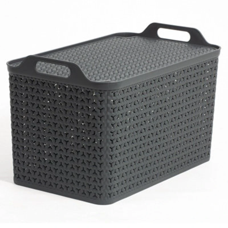 Image of Strata Urban Charcoal Plastic Stackable Storage Basket (H)35Cm (W)54Cm (D)33Cm