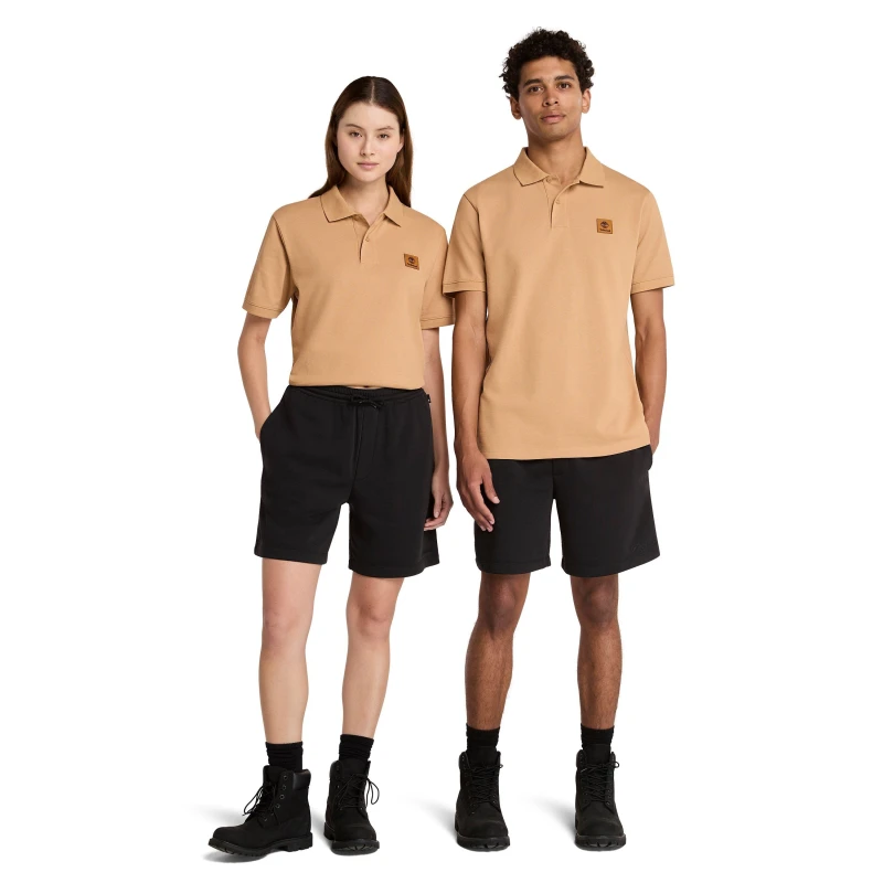 Image of Timberland Mens White Short Sleeve Polo Shirt Wheat male M
