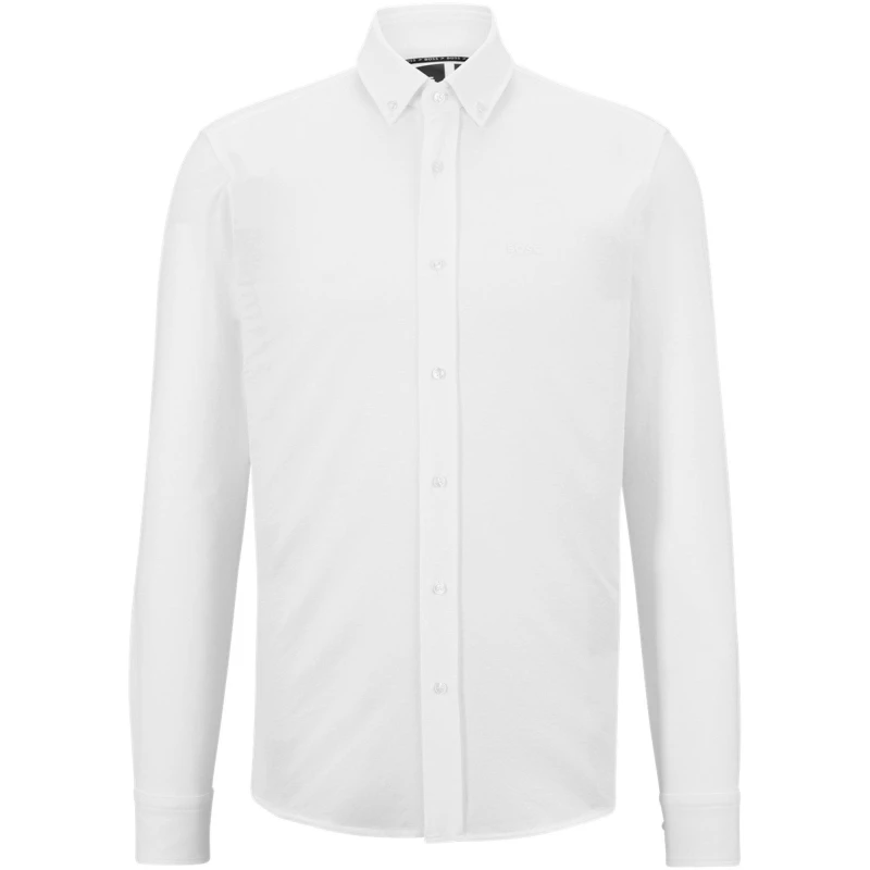 Image of Boss Mens Long Sleeve Oxford Shirt White male 17.75 inch